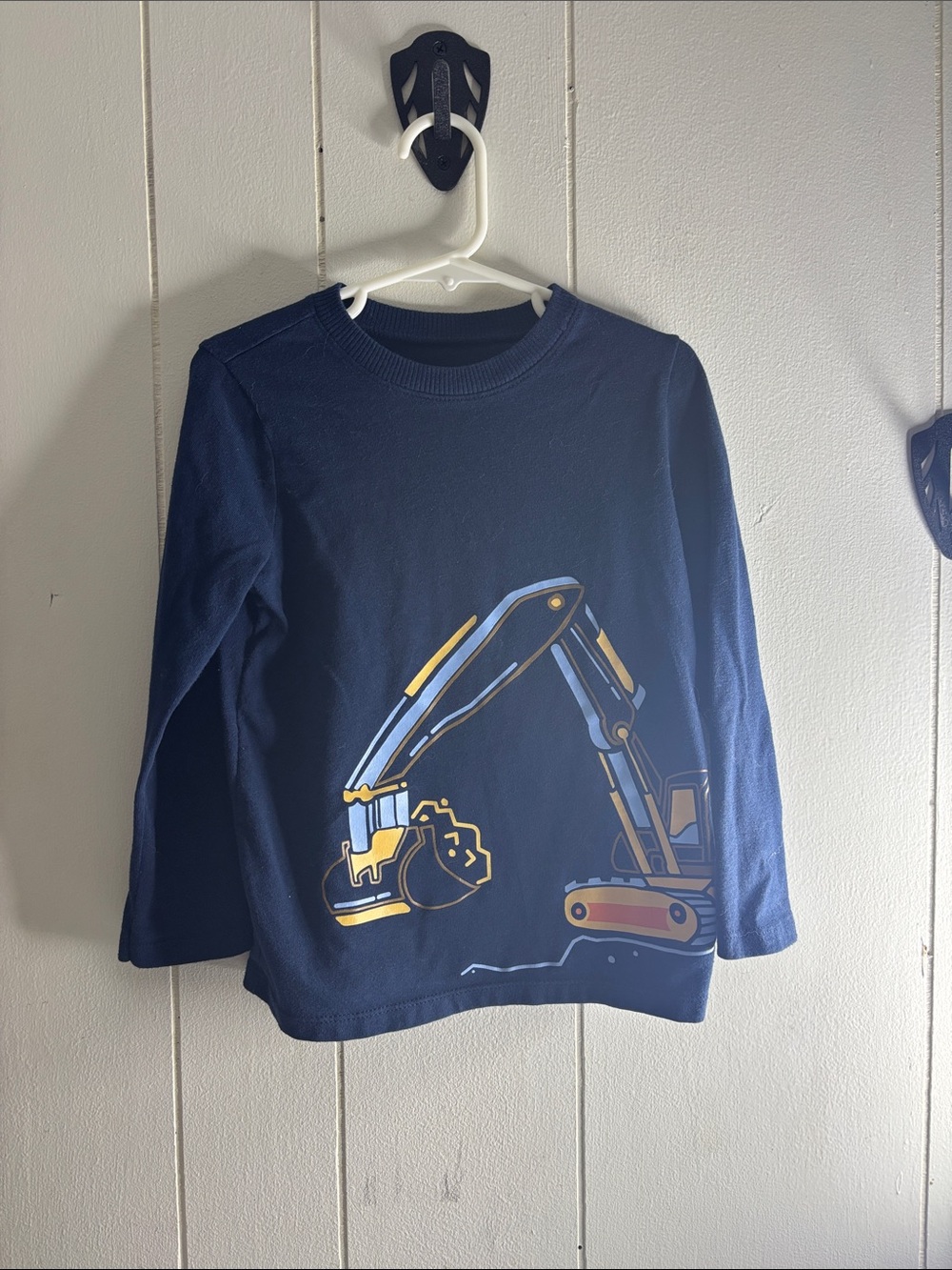 483 - Boys Navy Long-Sleeve Excavator Graphic Tee